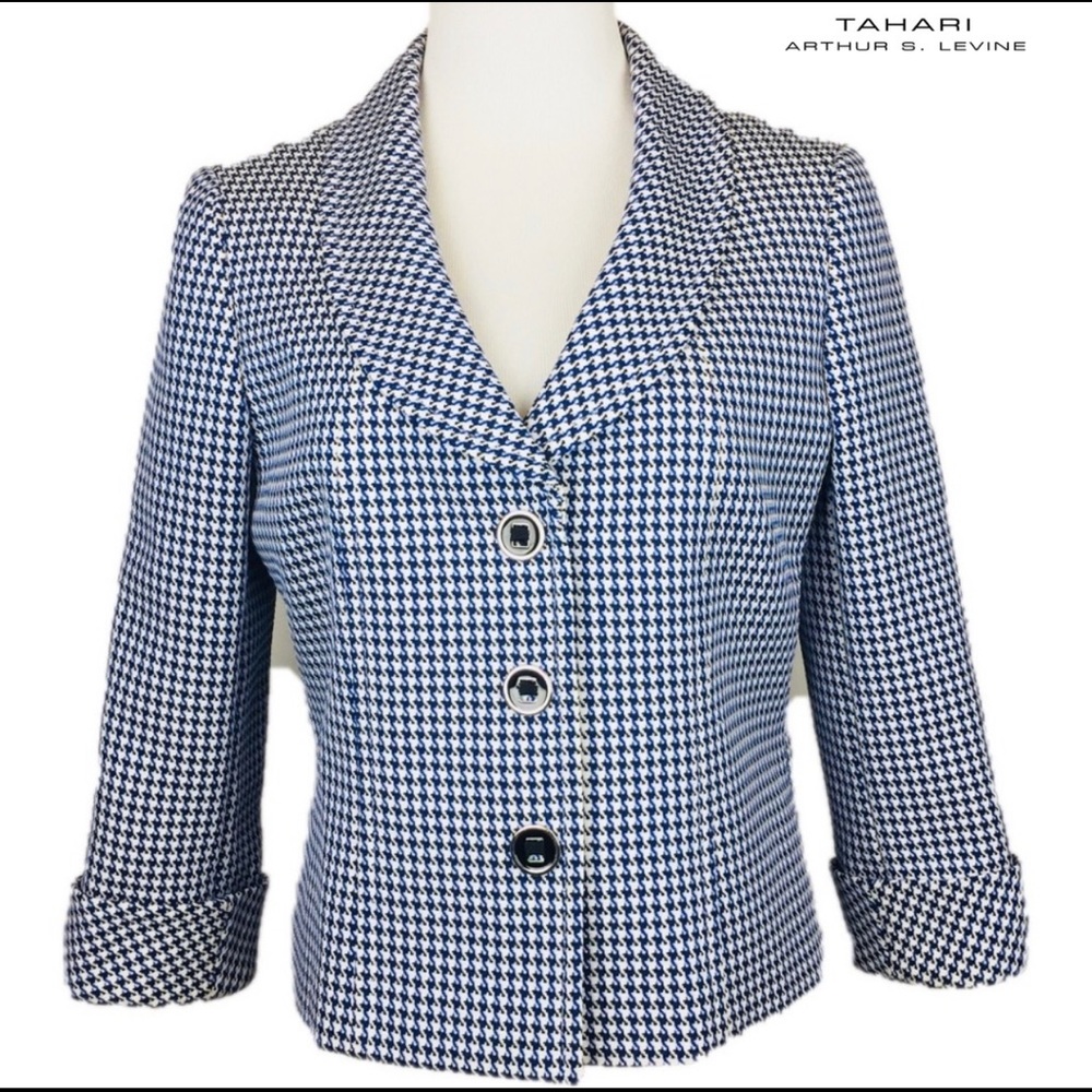 Tahari Arthur S Levine Blazer Houndtooth Size 8